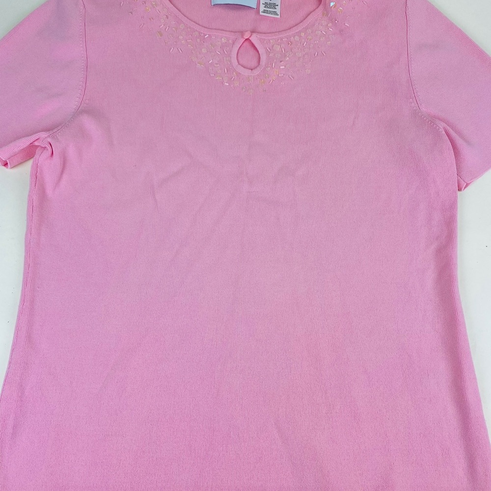 Alfred Dunner- Blouse-Short Sleeves--Pink-Small